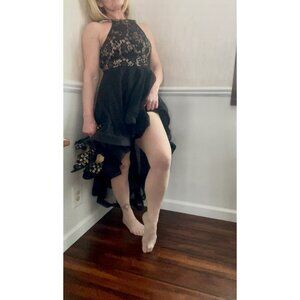 Speechless Black Lace & Mesh High-Low Dress Size 1